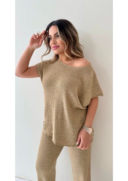 Salaş Kırçıllı Triko Takım Camel