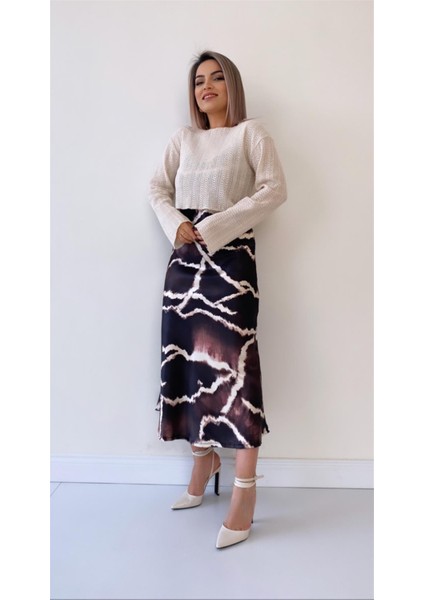 Yazlık Ajurlu Kısa Triko Bluz Bej