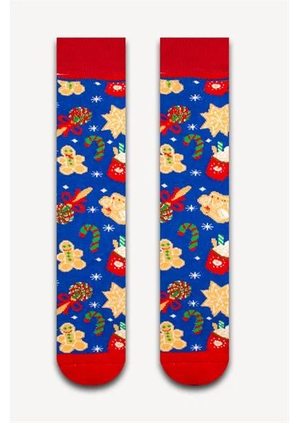 Mavi Noel Süsleri Havlu Çorap