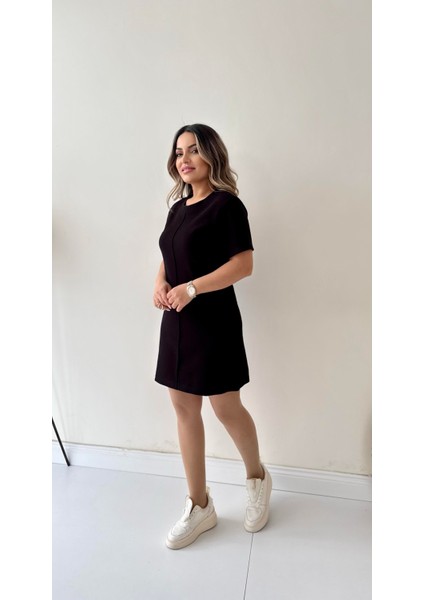 Kısa Kol Marka Pike Elbise Siyah