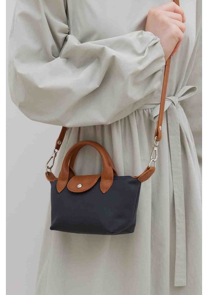 Kadın Mini Fermuar ve Çıt Çıt Kapamalı El ve Omuz Çantası