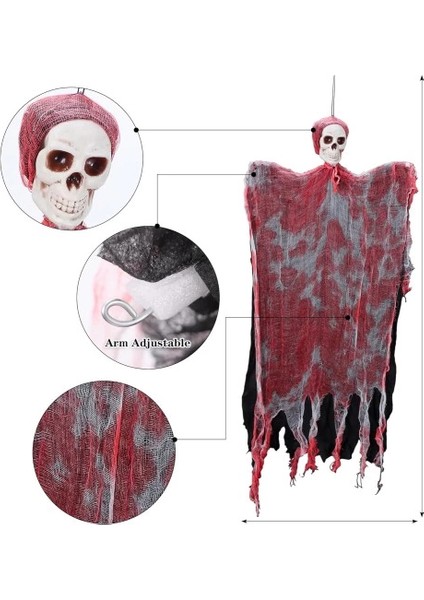 LED Işıklı Kahkaha Atan Sesli Sensörlü Kuru Kafa