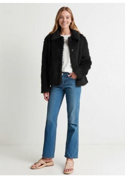 Kadın Kaşe Mont Siyah