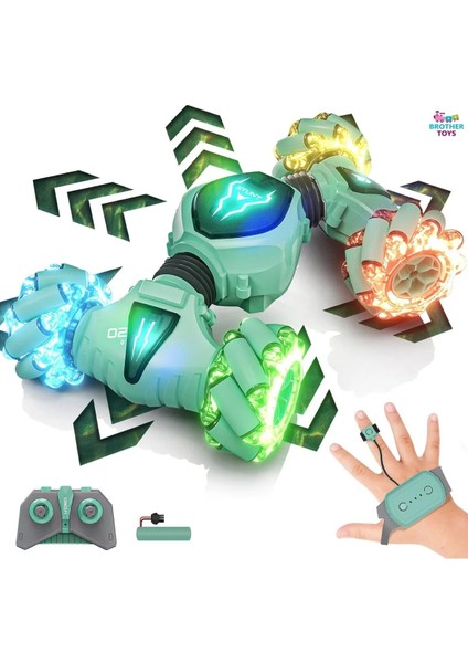 Şarjlı Işıklı El Sensörlü Uzaktan Kumandalı 6 Fonksiyon Akrobat Araba 25 Cm.