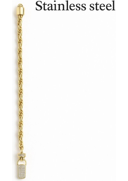 Özel Seri Zirkon Taşlı Bileklik Gold Renkli, Çelik Malzemeli Bir Bileklik, Zirkon Taşlı Kuyumcu Model.