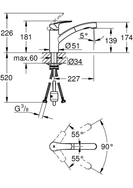 Eurosmart Tek Kumandalı Eviye Bataryası - 30305001 indirimleri