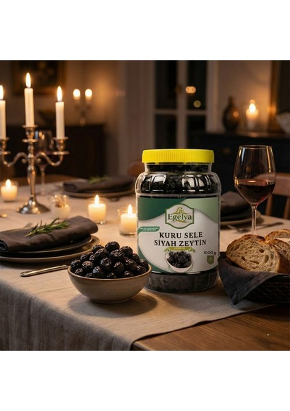 Doğal Kuru Sele Siyah Zeytin 1 kg (Gemlik Tipi – Katkısız – Siyah Zeytin)
