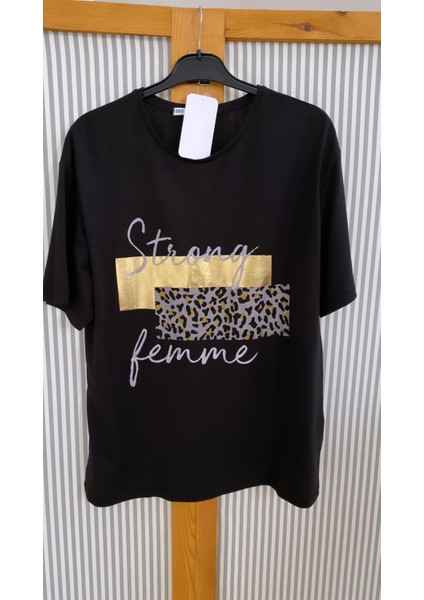 Leopar Baskılı Femme Tişört Siyah Gold fiyatları