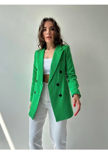 Atlas Kruvaze Blazer Ceket Yeşil