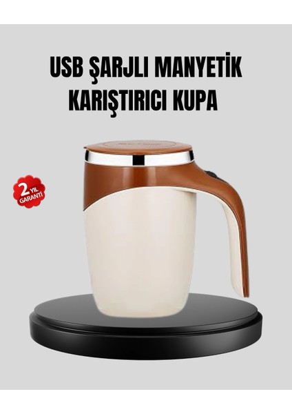USB Şarjlı Manyetik Karıştırıcı Kupa Otomatik Karıştırma Paslanmaz Çelik