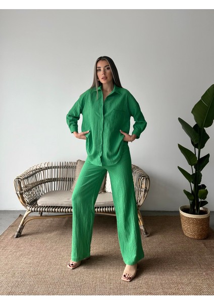 Bürümcük Gömlek Pantolon Takım Yeşil fırsatları
