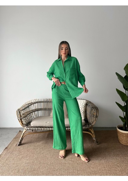 Bürümcük Gömlek Pantolon Takım Yeşil indirimleri