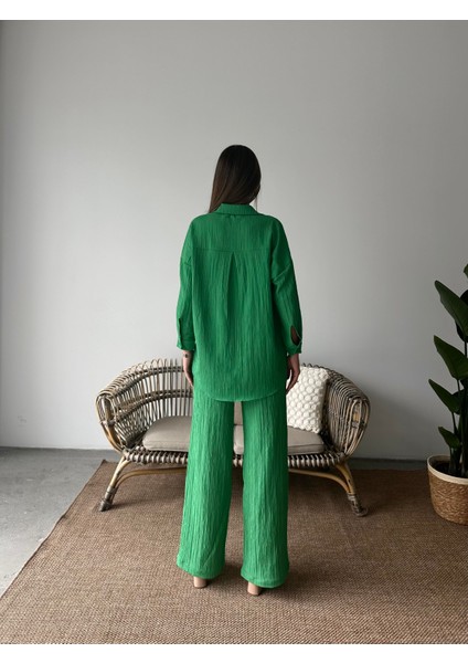 Bürümcük Gömlek Pantolon Takım Yeşil