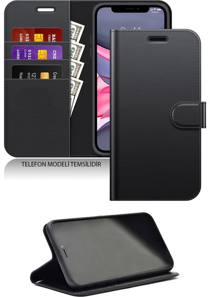 Redmi 15T Pro Uyumlu Standlı Cüzdanlı Kartlıklı Kapaklı Deri Kılıf