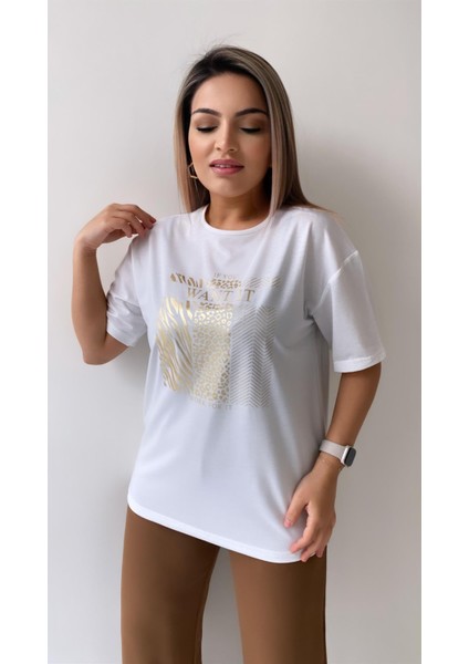 If You Want It Varak Baskılı Tişört Ekru fırsatları
