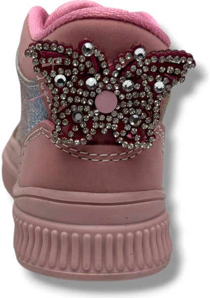 Bebe 650-26 Simli Deri Sıcak Astar Anatomik Çift Cırtlı Kız Çocuk Bot Pembe Renkli 22-25 modelleri