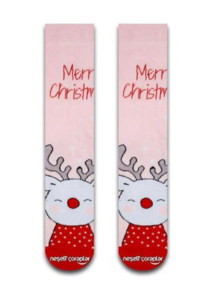 Merry Chıstmas Renkli Havlu Çorap