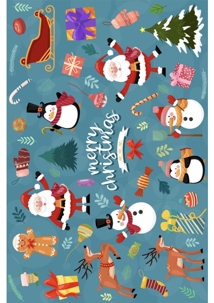 Dijital Baskılı Kaymaz Tabanlı Yıkanabilir Mavi Noel Halısı fiyatları