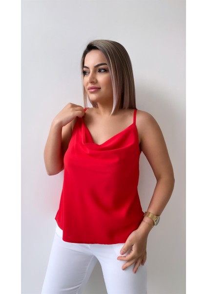 Ayarlanabilir Askılı Döküm Bluz Kırmızı fiyatları