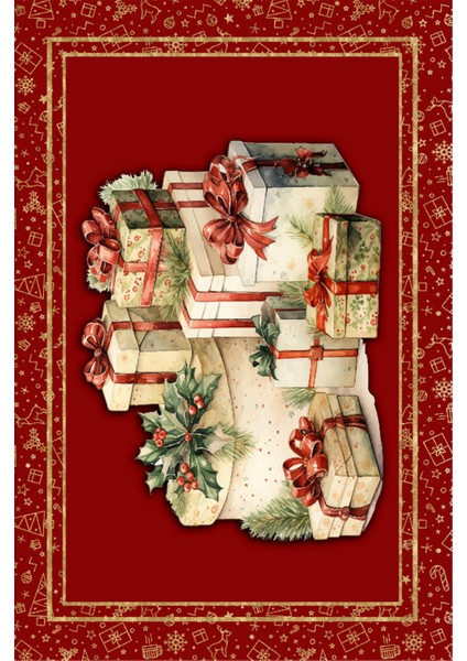 Yeni Yıl Hediye Temalı Kırmızı Dijital Baskılı Yıkanabilir Halı fiyatları