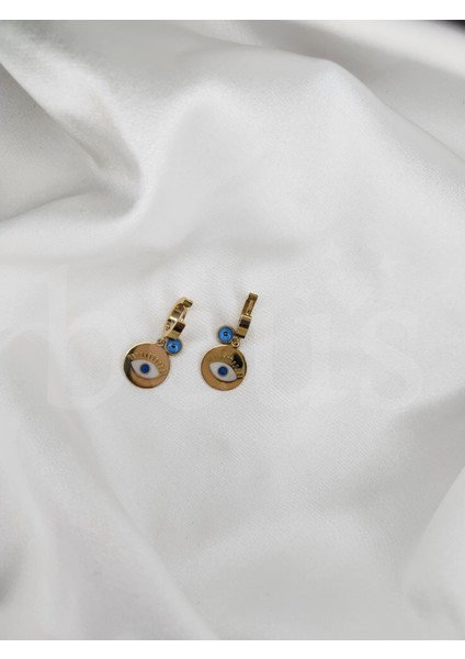 - Göz Detaylı Nazar Boncuklu Çelik Küpe modelleri