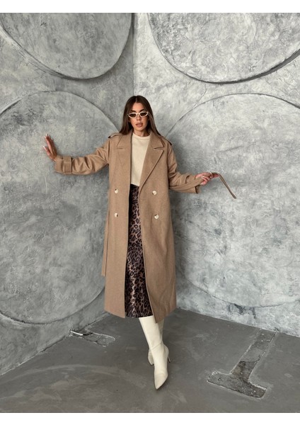 Apoletli Premium Kaşe Kaban Vizon modelleri