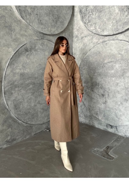 Apoletli Premium Kaşe Kaban Vizon fırsatları