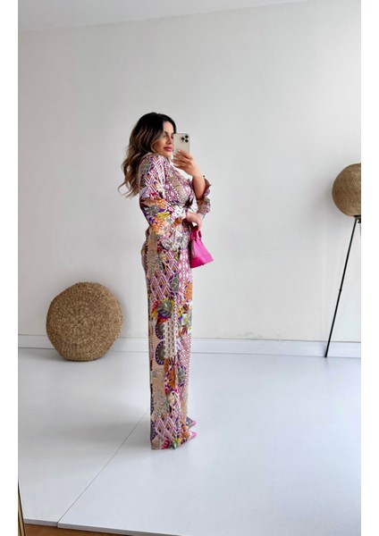 Ispanyol Kol Desenli Saten Takım Pembe indirimleri