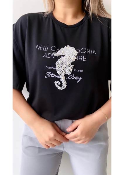 Inci Işlemeli Adven Ture Tişört Siyah fiyatları