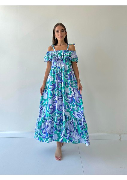 Madonna Gizli Askı Uzun Viskon Elbise Mor indirimleri