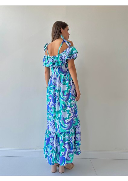 Madonna Gizli Askı Uzun Viskon Elbise Mor