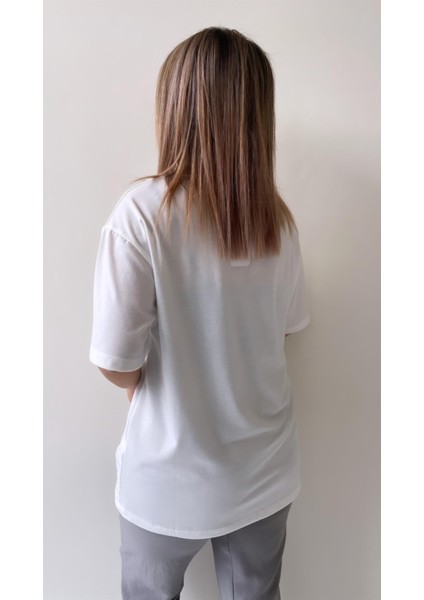 Kabartmalı Cute Daisy Tişört Ekru Sarı