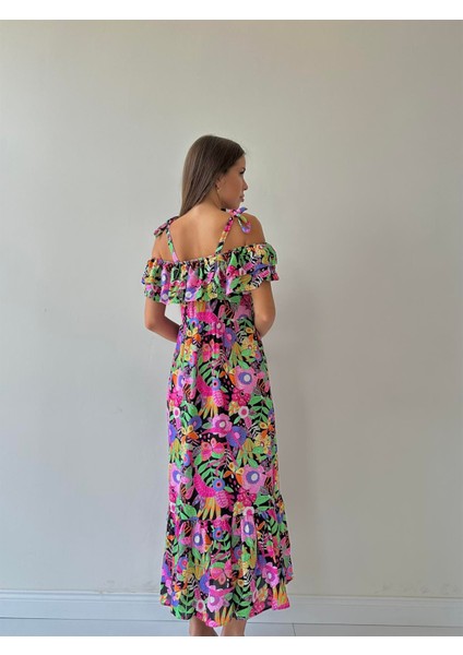 Madonna Gizli Askı Uzun Viskon Elbise Pembe fırsatları