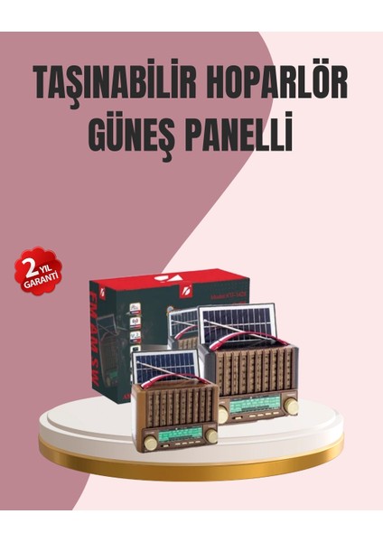 Solar Panel Şarjlı Taşınabilir Radyo Bluetooth Hoparlör Müzik Kutusu