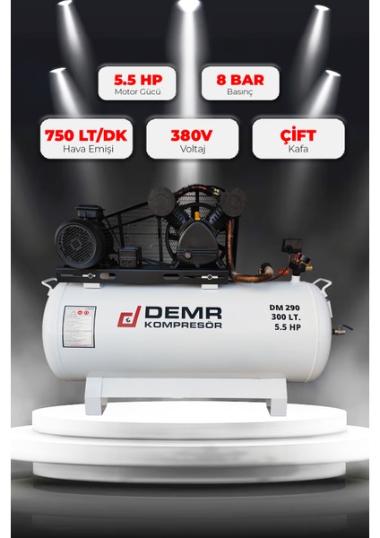 Hava Kompresörü Pistonlu 300 Lt 2 Kafa 8 Bar 5.5 Hp IDM290
