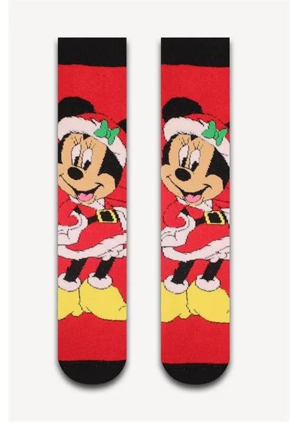 Minnie Yılbaşı Renkli Havlu Çorap