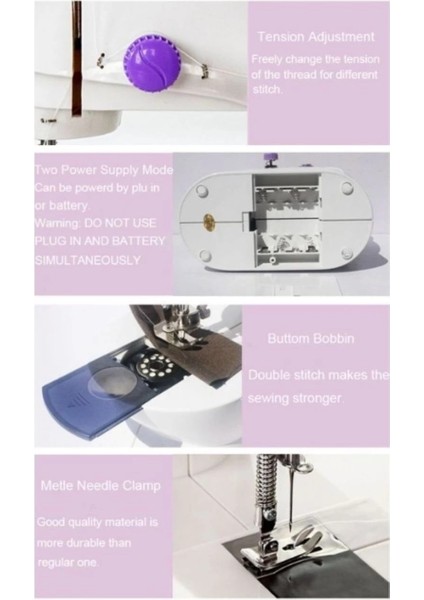 Dikiş Makinesi Sew Whiz Elektrikli Veya Pille Çalışabilen Çift Kademeli Işıklı Mini