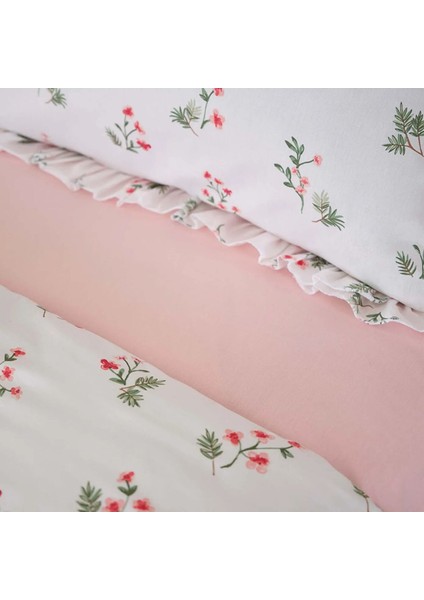 Silvie Fırfırlı %100 Pamuk Tek Kişilik Kişilik Nevresim Takımı Kırmızı fiyatları