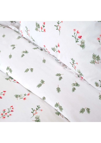 Silvie Fırfırlı %100 Pamuk Tek Kişilik Kişilik Nevresim Takımı Kırmızı modelleri