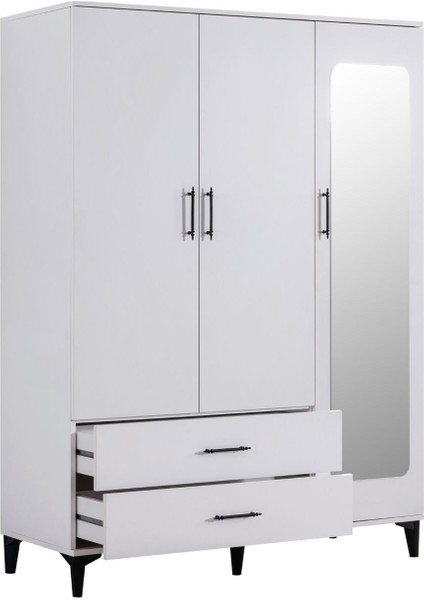 Dolap, Blesk 3 Kapaklı Aynaı Çekmeceli Beyaz Dolap Gardırop modelleri