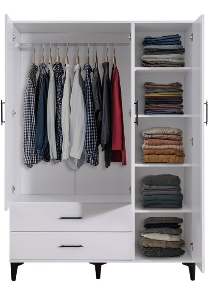 Dolap, Blesk 3 Kapaklı Aynaı Çekmeceli Beyaz Dolap Gardırop indirimleri