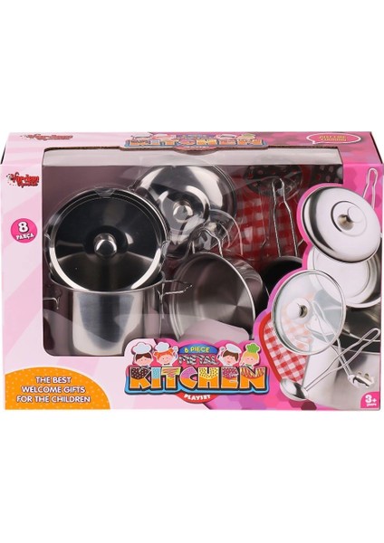 1818-3 Çelik Tencere Tava Seti 8 Parça