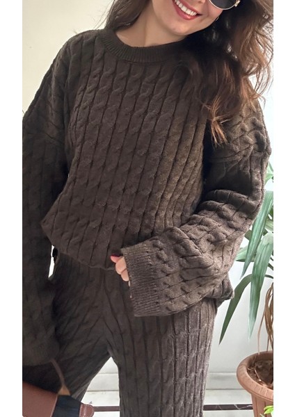 Kadın Kahverengi Triko Takım modelleri