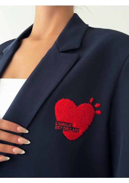 Kalp Nakışlı Ceket Lacivert modelleri