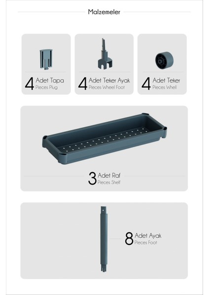 Dar Alan Uyumlu Tekerlekli 3 Katlı Mutfak Rafı – Yağlık, Baharatlık ve Peçetelik Organizer fiyatları