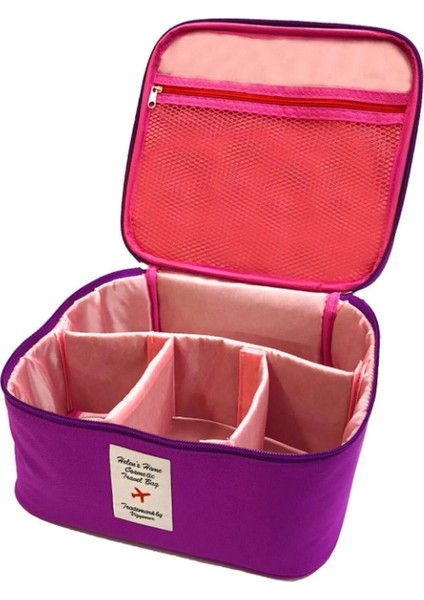 Kozmetik Makyaj Çantası Tutma Kollu Seyahat Seti Makyaj Aksesuarları Düzenleyici 24X21X11 cm
