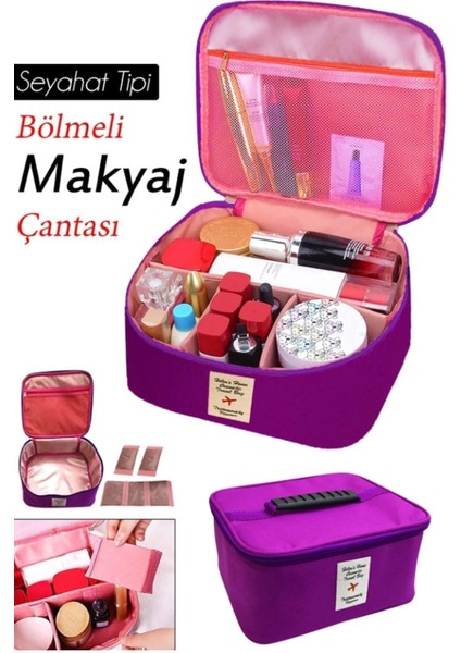 Kozmetik Makyaj Çantası Tutma Kollu Seyahat Seti Makyaj Aksesuarları Düzenleyici 24X21X11 cm fiyatları