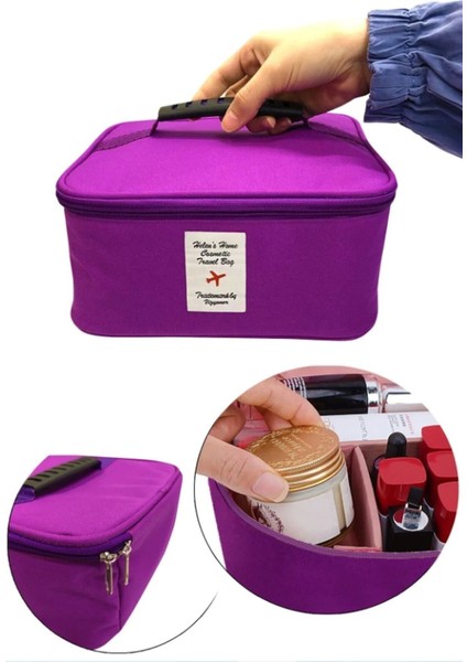 Kozmetik Makyaj Çantası Tutma Kollu Seyahat Seti Makyaj Aksesuarları Düzenleyici 24X21X11 cm modelleri