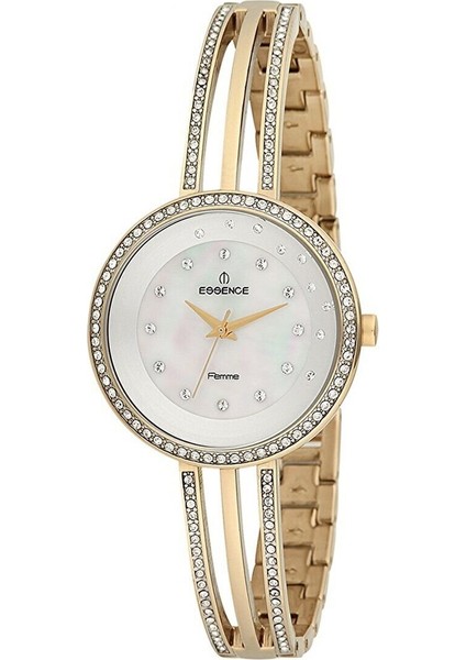 D960.120 Kadın Kol Saati | 34 mm Taşlı Gold Kasa, Sedef Kadran, Zarif Tasarım