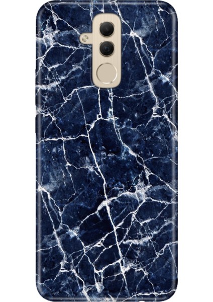 Huawei Mate 20 Lite Kılıf Desenli Baskılı Tpu Rubber Kapak Dark Blue